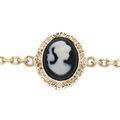 Bracelet en plaqu&eacute; or cha&icirc;ne avec Cam&eacute;e noir 16+3cm Artemare