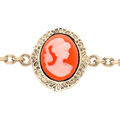 Bracelet en plaqu&eacute; or cha&icirc;ne avec Cam&eacute;e rose 16+3cm Artemare