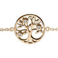 Bracelet en plaqu&eacute; or cha&icirc;ne avec pastille arbre de vie d&eacute;coup&eacute; et oxydes blancs sertis 15,5+2,5cm Artemare