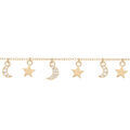Bracelets sur Artemare : Bracelet en plaqu&eacute; or cha&icirc;ne avec pampilles lune, &eacute;toile et oxydes blancs sertis 16,5+3cm