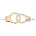 Bracelet en plaqu&eacute; or massif cha&icirc;ne avec menottes et oxydes blancs 16+3cm Artemare