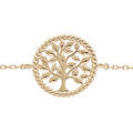 Bracelet en plaqu&eacute; or cha&icirc;ne avec pastille arbre de vie et contour perl&eacute; 16,5+2,5cm