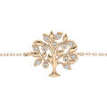 Bracelets sur Artemare : Bracelet en plaqu&eacute; or cha&icirc;ne avec arbre de vie d&eacute;coup&eacute; et oxydes blancs sertis 16+3cm