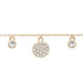 Bracelet en plaqu&eacute; or cha&icirc;ne avec pampilles 3 pastilles et 4 oxydes blancs sertis 16,5+2,5cm