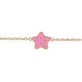 Bracelet en plaqu&eacute; or cha&icirc;ne avec &eacute;toile rose &agrave; pois 14+2cm Artemare