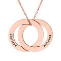 Collier en plaqu&eacute; or et dorure rose cha&icirc;ne avec pendentif anneaux fixes &agrave; graver 40+5cm Artemare
