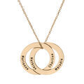 Collier en plaqu&eacute; or cha&icirc;ne avec pendentif anneaux fix&eacute;s &agrave; graver 40+5cm