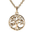 Colliers sur Artemare : Collier en plaqu&eacute; or cha&icirc;ne avec pendentif petit arbre de vie et oxydes blancs sertis 42+3cm