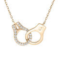 Collier en plaqu&eacute; or massif cha&icirc;ne avec pendentif menottes et oxydes blancs 40+5cm Artemare