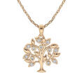Colliers sur Artemare : Collier en plaqu&eacute; or cha&icirc;ne avec pendentif arbre de vie et oxydes blancs sertis 42+3cm