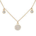 Collier en plaqu&eacute; or avec pampilles pav&eacute;es d'oxydes blancs sertis et oxydes seuls 40+5cm