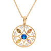Collier en plaqu&eacute; or cha&icirc;ne avec pendentif cercle et losange empierr&eacute;s 39+5cm