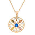 Collier en plaqu&eacute; or cha&icirc;ne avec pendentif cercle et losange empierr&eacute;s 39+5cm
