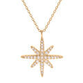 Collier en plaqu&eacute; or cha&icirc;ne avec pendentif &eacute;toile oxydes blancs sertis 40+4cm Artemare