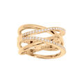 Bagues sur Artemare : Bague en plaqu&eacute; or large crois&eacute; avec oxydes blancs sertis