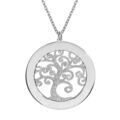 Collier en argent rhodi&eacute; cha&icirc;ne avec pendentif pr&eacute;noms &agrave; graver arbre de vie 30mm granit&eacute; 40+5cm