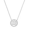 Collier en argent rhodi&eacute; cha&icirc;ne avec pendentif fleur de lotus contour cercle oxydes blancs sertis 39+4cm