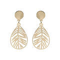 Boucles d'oreille en argent et dorure jaune goutte motif feuillage suspendue et fermoir poussette Artemare