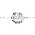 Bracelets sur Artemare : Bracelet en argent rhodi&eacute; cha&icirc;ne avec m&eacute;daillon pr&eacute;noms &agrave; graver motif petit arbre de vie 20mm 15,5+3cm