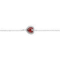 Bracelets sur Artemare : Bracelet en argent rhodi&eacute; cha&icirc;ne avec coeur et oxyde grenat 16+3cm