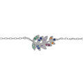 Bracelets sur Artemare : Bracelet en argent rhodi&eacute; cha&icirc;ne avec feuille et oxydes multicouleurs 16+3cm
