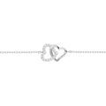 Bracelets sur Artemare : Bracelet en argent rhodi&eacute; cha&icirc;ne avec double coeur entrelac&eacute; et oxydes blancs sertis 16+2,5cm