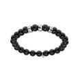 Bracelets sur Artemare : Bracelet extensible en argent platin&eacute; avec boules Onyx v&eacute;ritable et 3 charms &agrave; graver