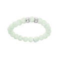Bracelet extensible en argent platin&eacute; avec boules Angelite vert clair v&eacute;ritable et 2 charms &agrave; graver Artemare