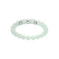Bracelet extensible en argent platin&eacute; avec boules Angelite vert clair v&eacute;ritable et 3 charms &agrave; graver Artemare