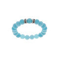 Bracelet extensible en argent platin&eacute; avec boules Jade bleu v&eacute;ritable et 2 charms &agrave; graver Artemare