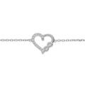 Bracelet en argent rhodi&eacute; cha&icirc;ne avec coeur et infini oxydes blancs sertis 16+2cm