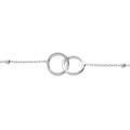 Bracelet en argent rhodi&eacute; cha&icirc;ne avec double cercle entrem&eacute;l&eacute; 15+3cm Artemare