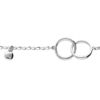 Bracelet en argent rhodi&eacute; cha&icirc;ne avec double cercle entrem&eacute;l&eacute; et pampille boule 15+3cm