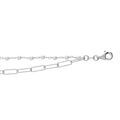 Bracelet en argent rhodi&eacute; double cha&icirc;ne maille rectangulaire et orn&eacute;e de perles blanches 15+3cm Artemare