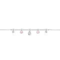 Cha&icirc;ne de cheville en argent platin&eacute; avec pampilles oxydes rose et blancs 22+3cm Artemare
