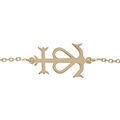Bracelet en argent et dorure jaune cha&icirc;ne maille for&ccedil;at et croix camarguaise 15+3cm - Symbole de la Camargue, tridents, ancre et coeur