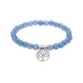 Bracelet extensible en argent rhodi&eacute; avec pierres naturelles Agate bleu clair et pampille arbre de vie Artemare