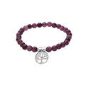 Bracelet extensible en argent rhodi&eacute; avec pierres naturelles Agate violette et pampille arbre de vie Artemare