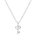 Collier en argent rhodi&eacute; cha&icirc;ne avec pendentif coeur et clefs avec oxydes blancs sertis 42+3cm Artemare