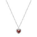 Collier en argent rhodi&eacute; cha&icirc;ne avec pendentif coeur oxyde Grenat 42+3cm