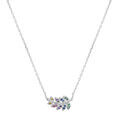 Collier en argent rhodi&eacute; cha&icirc;ne avec pendentif feuille avec oxydes multicouleurs 42+3cm Artemare