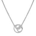 Collier en argent rhodi&eacute; cha&icirc;ne avec pendentif cercles entremel&eacute;s et oxydes blancs sertis 38+4cm