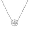 Collier en argent rhodi&eacute; cha&icirc;ne avec pendentif cercle avec fleur d'oxydes blancs sertis 38+4cm