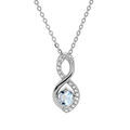 Collier en argent rhodi&eacute; cha&icirc;ne avec pendentif infini Topaze bleu v&eacute;ritable et oxydes blancs sertis 40+5cm Artemare