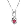 Collier en argent rhodi&eacute; cha&icirc;ne avec pendentif infini oxydes roses et blancs sertis 40+5cm