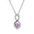 Collier en argent rhodi&eacute; cha&icirc;ne avec pendentif infini Amethyste v&eacute;ritable et oxydes blancs sertis 40+5cm