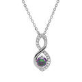 Colliers sur Artemare : Collier en argent rhodi&eacute; cha&icirc;ne avec pendentif infini oxydes mystique et blancs sertis 40+5cm