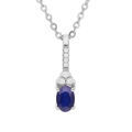 Colliers sur Artemare : Collier en argent rhodi&eacute; cha&icirc;ne avec pendentif infini avec barrette et oxydes bleu et blancs sertis 40+5cm