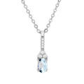 Colliers sur Artemare : Collier en argent rhodi&eacute; cha&icirc;ne avec pendentif infini avec barrette et Topaze bleu v&eacute;ritable et oxydes blancs sertis 40+5cm