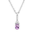 Collier en argent rhodi&eacute; cha&icirc;ne avec pendentif infini avec barrette et Amethyste v&eacute;ritable et oxydes blancs sertis 40+5cm